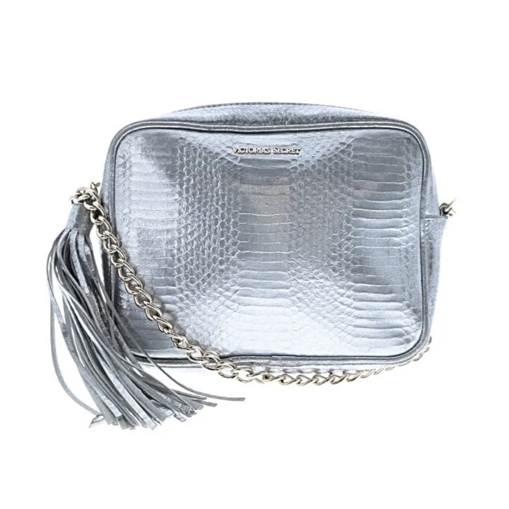 Victoria's Secret Silver Crossbody Bag with Gold Chain